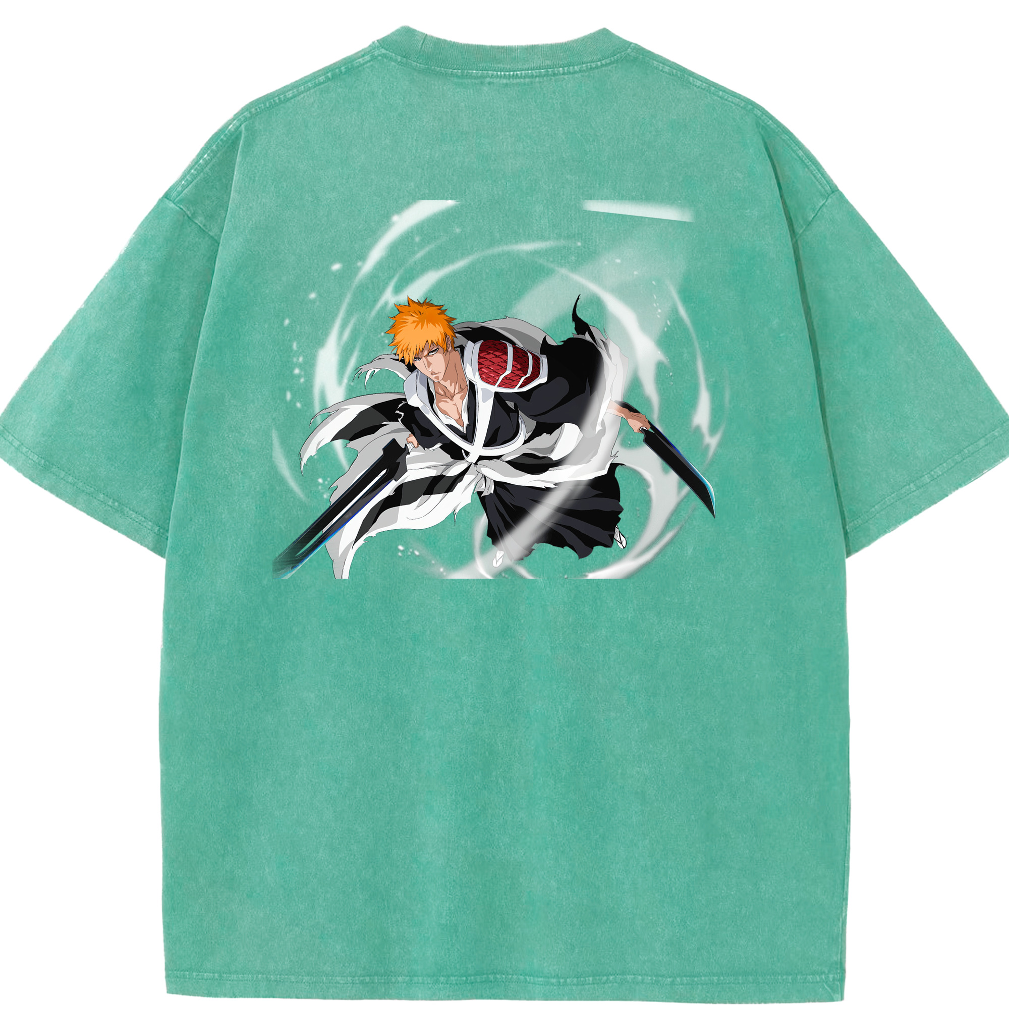 （画像用） ブリーチ 黒崎一護（くろさき いちご）BLEACH Kurosaki Ichigo 綿100% ヴィンテージ風 半袖Tシャツ（背面プリント）
